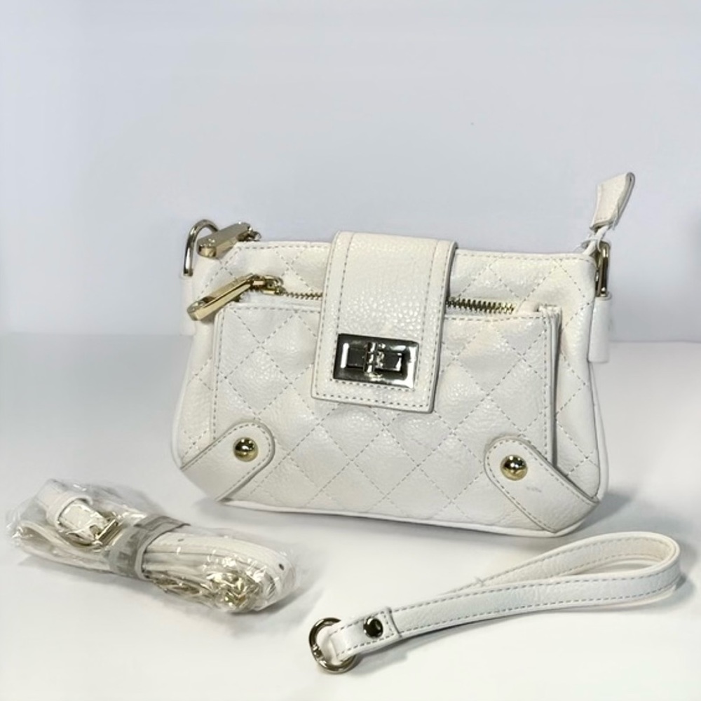 Charming Charlie multi pocket Crossbody 3 in 1 bag in off white faux leather